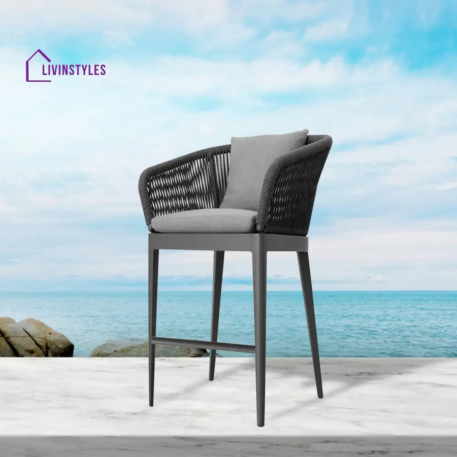 Bilge Outdoor Patio Bar Chair 1 Chair For Balcony Braided & Rope (Black) - Bar Sets