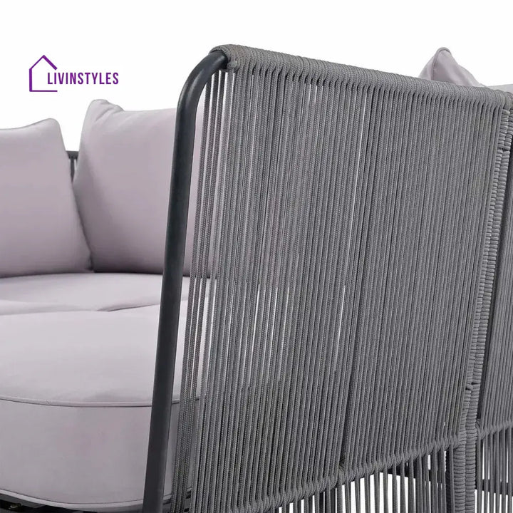 Bilha Outdoor Rope 2 Seater Patio Daybed With Side Table - Daybed