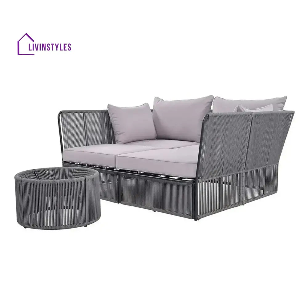 Bilha Outdoor Rope 2 Seater Patio Daybed With Side Table - Daybed