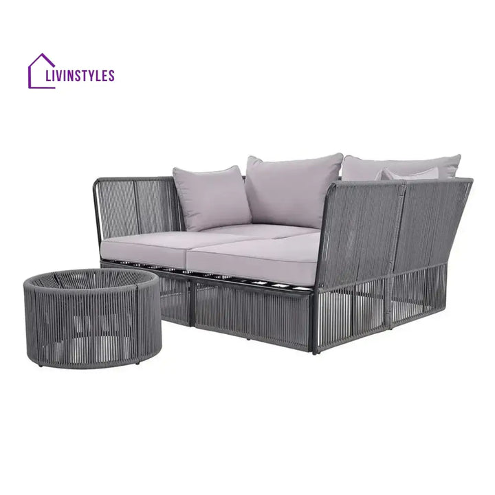 Bilha Outdoor Rope 2 Seater Patio Daybed With Side Table - Daybed