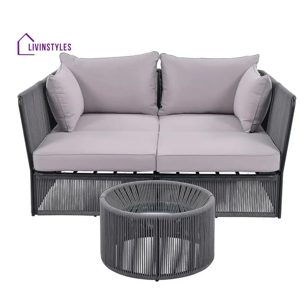 Bilha Outdoor Rope 2 Seater Patio Daybed With Side Table - Daybed