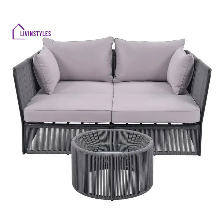 Bilha Outdoor Rope 2 Seater Patio Daybed With Side Table - Daybed
