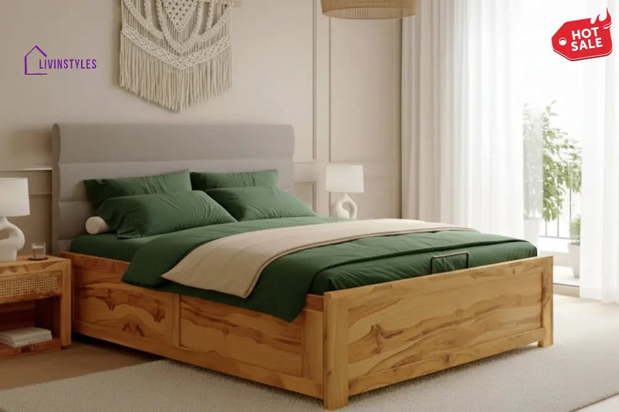 Binh Real Teak Wood Hydraulic Bed King Size Space Grey