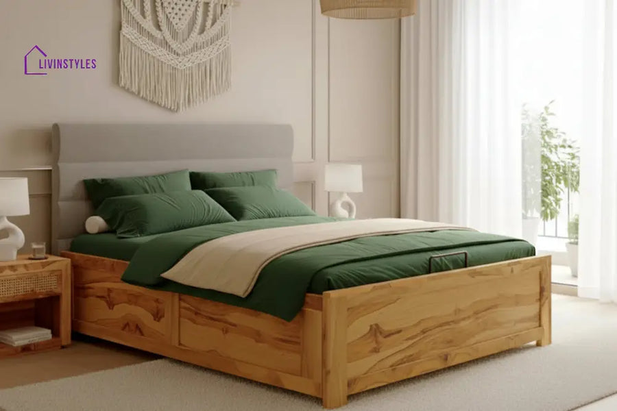 Binh Real Teak Wood Hydraulic Bed King Size Space Grey