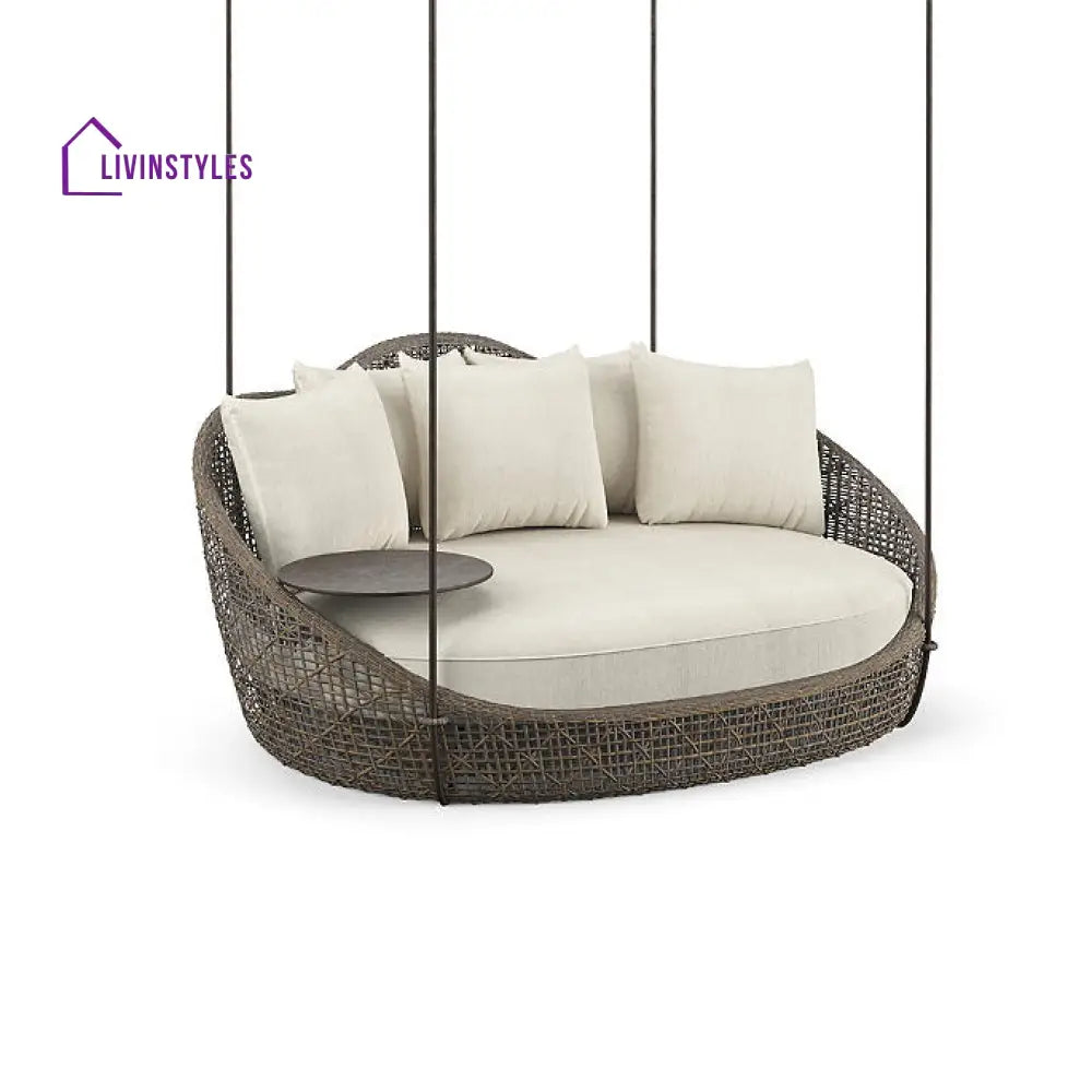Binion Three Seater Hanging Swing Without Stand For Balcony Garden Swing (Brown) - Beige - Swings