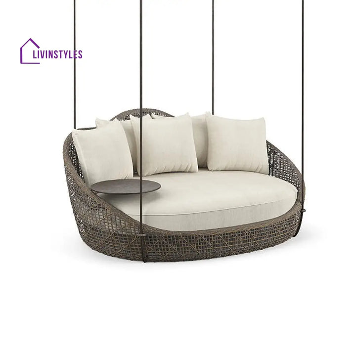 Binion Three Seater Hanging Swing Without Stand For Balcony Garden Swing (Brown) - Beige - Swings