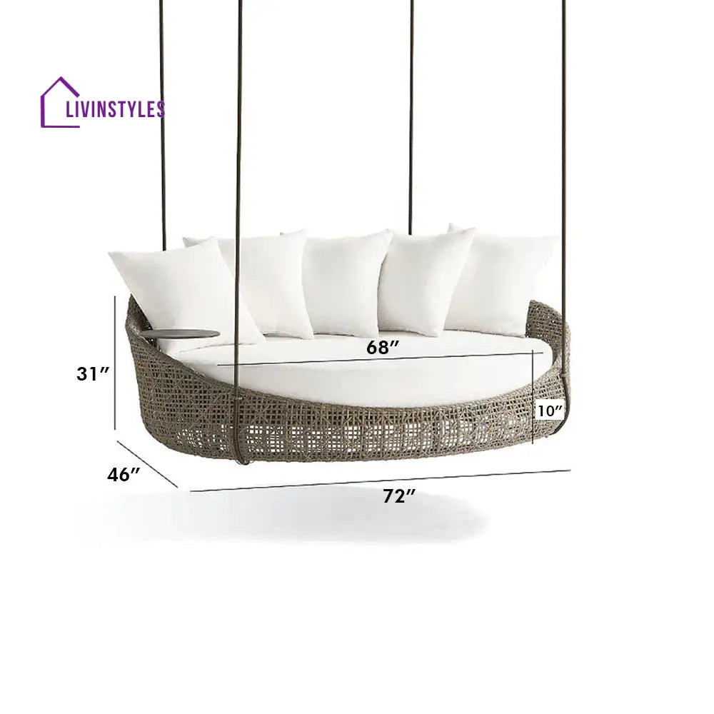 Binion Three Seater Hanging Swing Without Stand For Balcony Garden Swing (Brown) - Swings