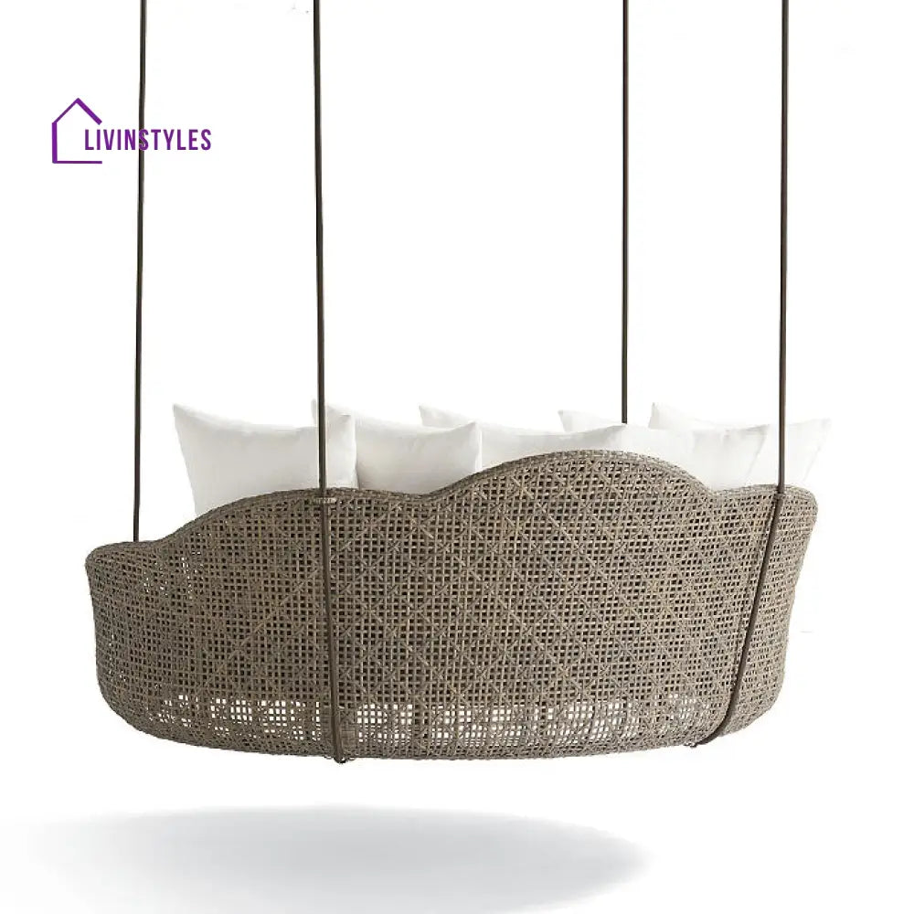 Binion Three Seater Hanging Swing Without Stand For Balcony Garden Swing (Brown) - Swings