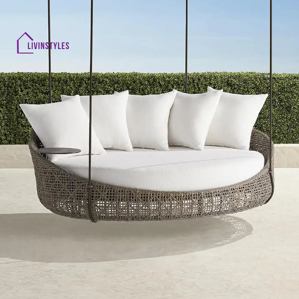 Binion Three Seater Hanging Swing Without Stand For Balcony Garden Swing (Brown) - White - Swings