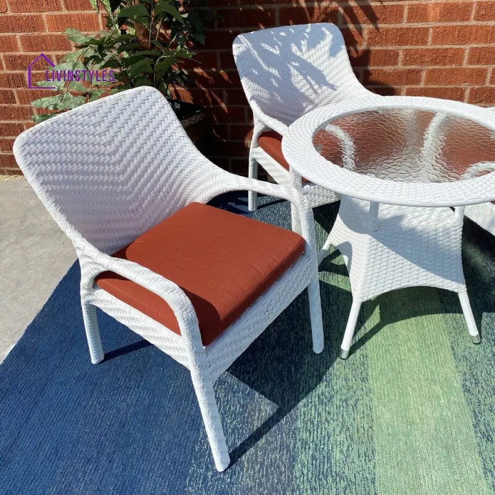 Binky Outdoor Patio Seating Set 4 Chairs and 1 Table Set (White) - Coffee Table Sets