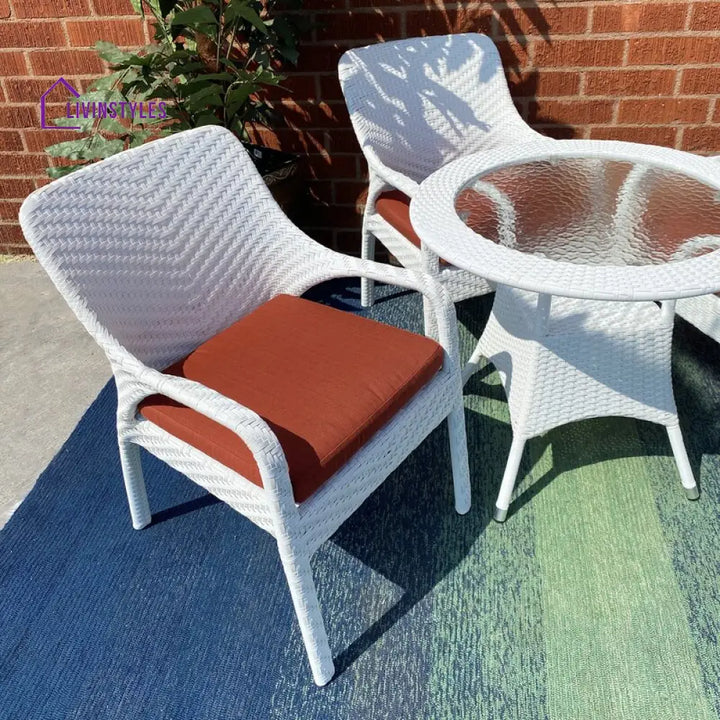 Binky Outdoor Patio Seating Set 4 Chairs and 1 Table Set (White) - Coffee Table Sets