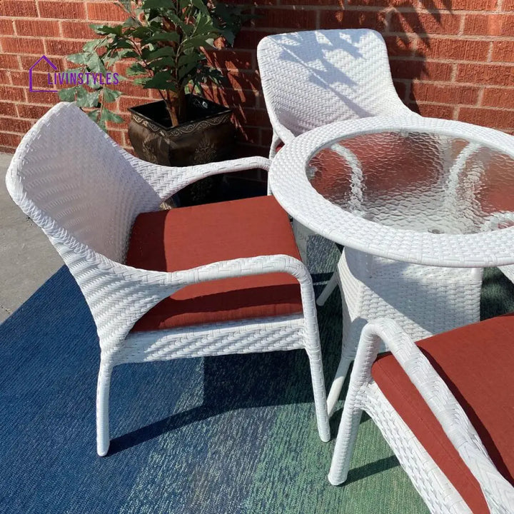Binky Outdoor Patio Seating Set 4 Chairs and 1 Table Set (White) - Coffee Table Sets