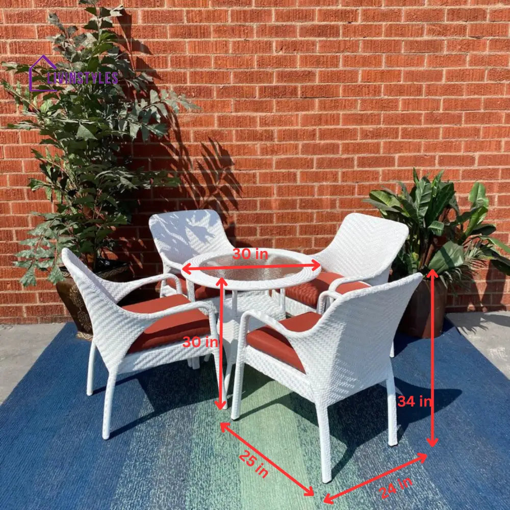 Binky Outdoor Patio Seating Set 4 Chairs and 1 Table Set (White) - Coffee Table Sets