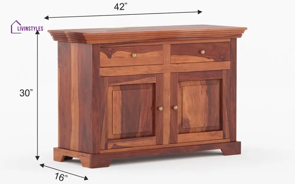 Biran Solid Wood 2 Drawer Cabinet
