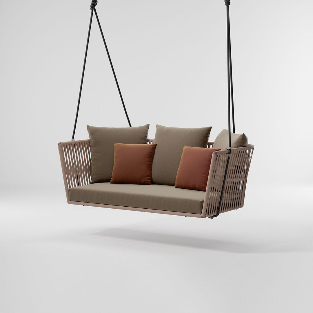 Dominga Double Seater Hanging Swing Without Stand For Balcony Garden Swing Braided & Rope - Light Brown - Swings
