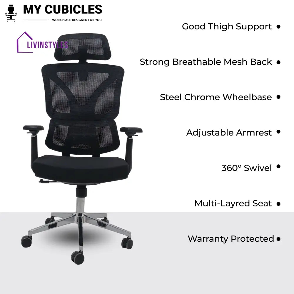 Black Ergo Gladiator Executive Office Chair with Head Rest
