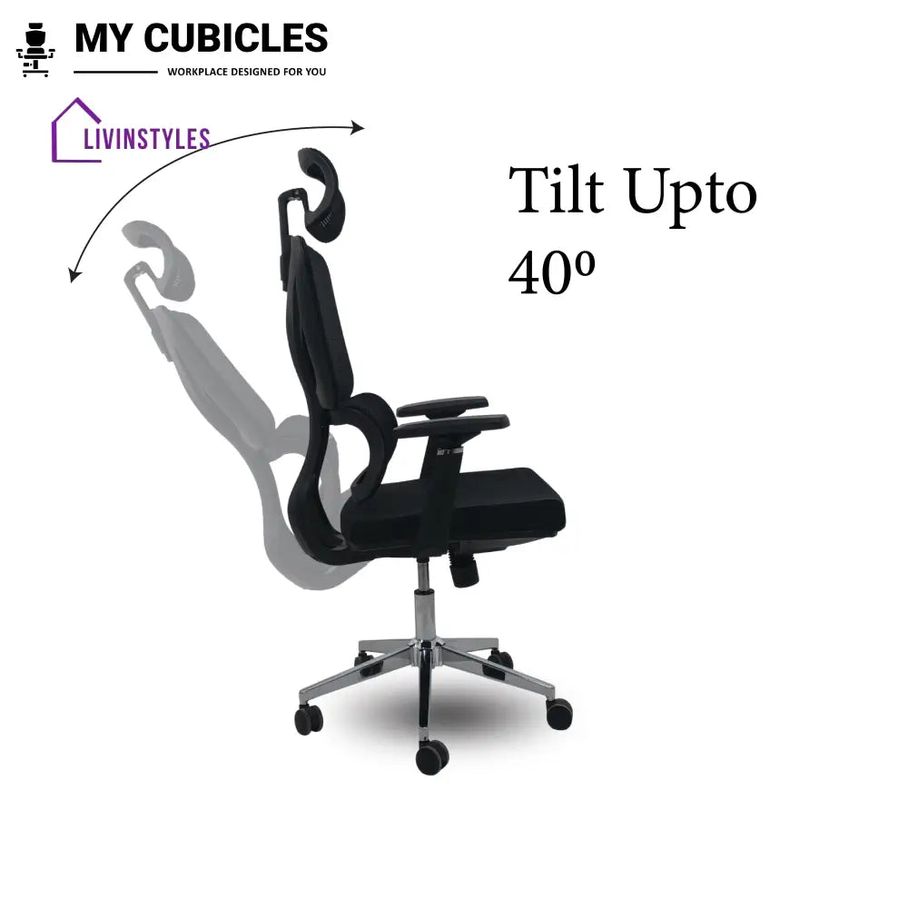 Black Ergo Gladiator Executive Office Chair with Head Rest