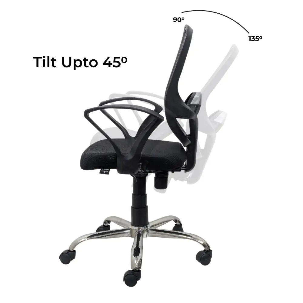 Black Mist Mesh Mid Height Ergonomic Office Visitor Chair