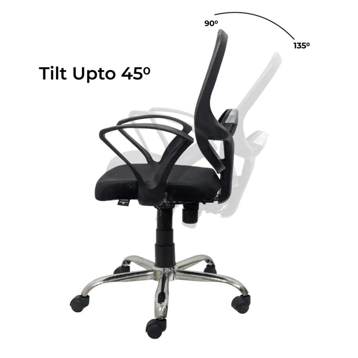 Black Mist Mesh Mid Height Ergonomic Office Visitor Chair