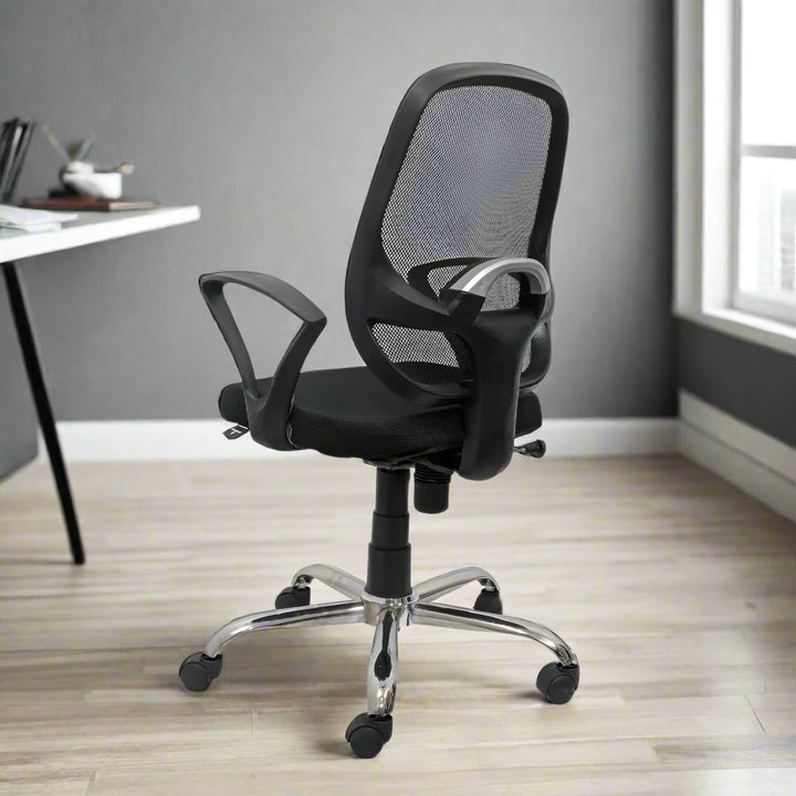 Black Mist Mesh Mid Height Ergonomic Office Visitor Chair