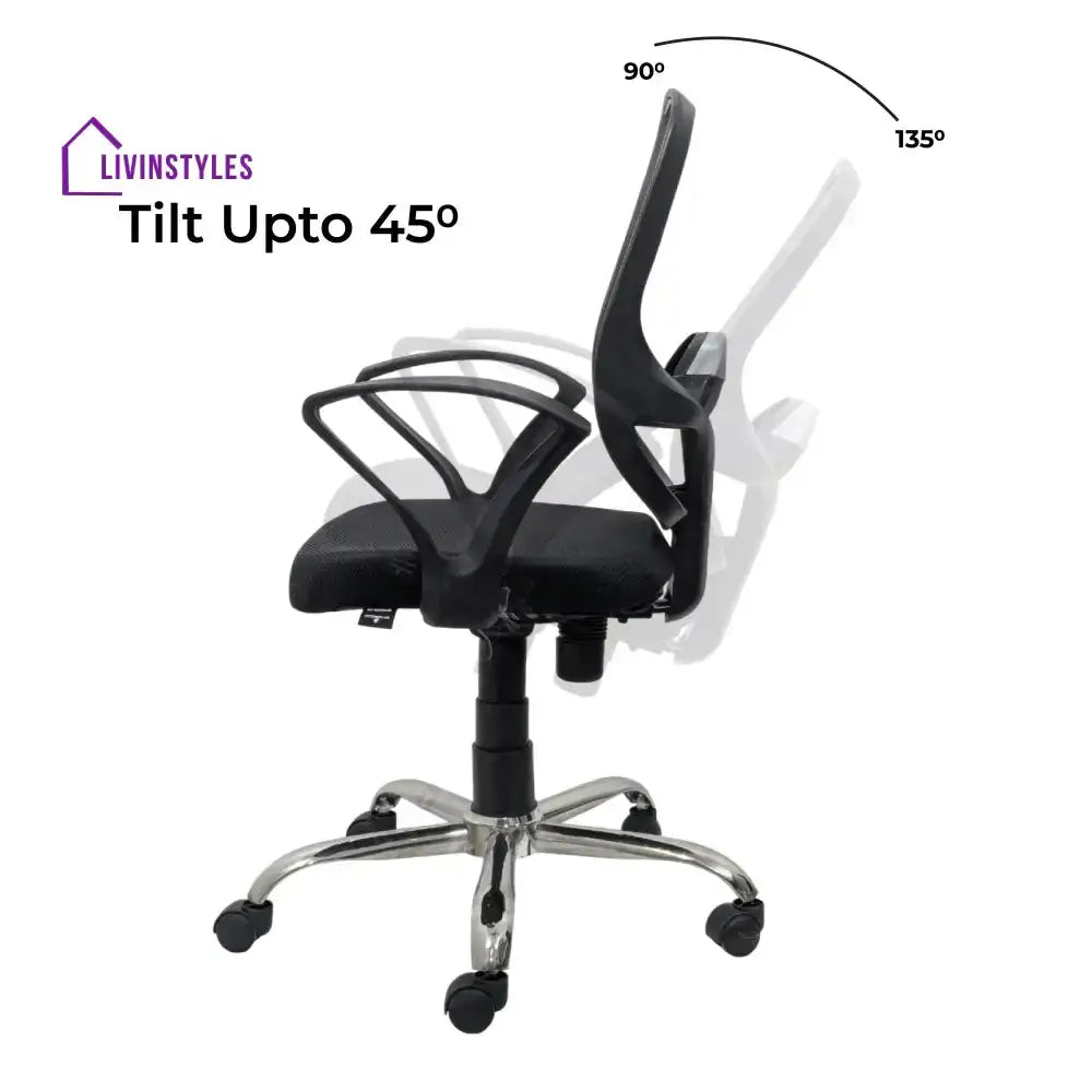 Black Mist Mesh Mid Height Ergonomic Office Visitor Chair