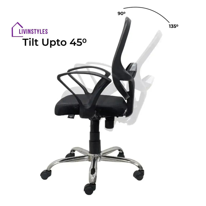 Black Mist Mesh Mid Height Ergonomic Office Visitor Chair