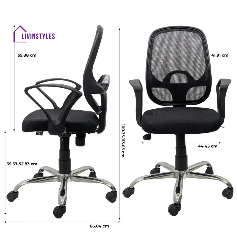 Black Mist Mesh Mid Height Ergonomic Office Visitor Chair