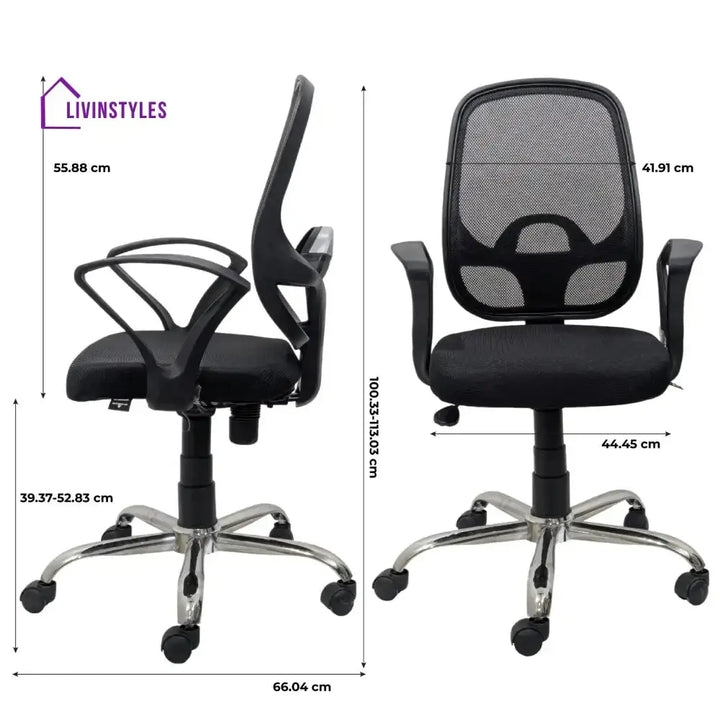 Black Mist Mesh Mid Height Ergonomic Office Visitor Chair