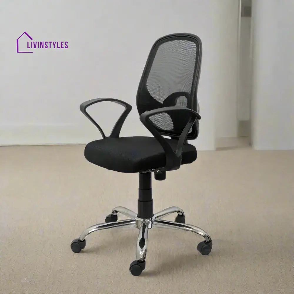 Black Mist Mesh Mid Height Ergonomic Office Visitor Chair