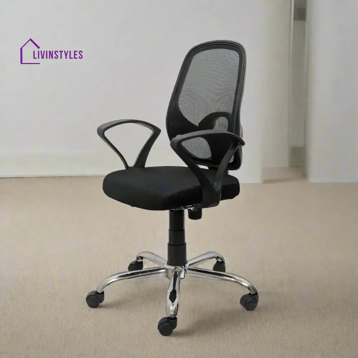 Black Mist Mesh Mid Height Ergonomic Office Visitor Chair