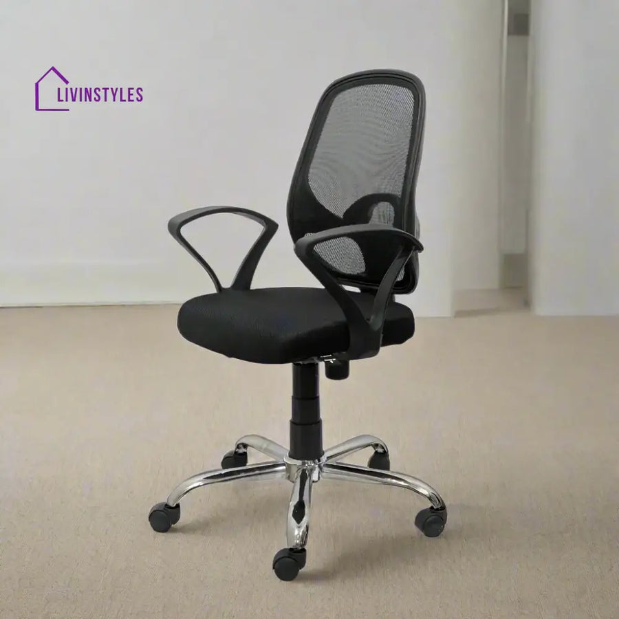 Black Mist Mesh Mid Height Ergonomic Office Visitor Chair