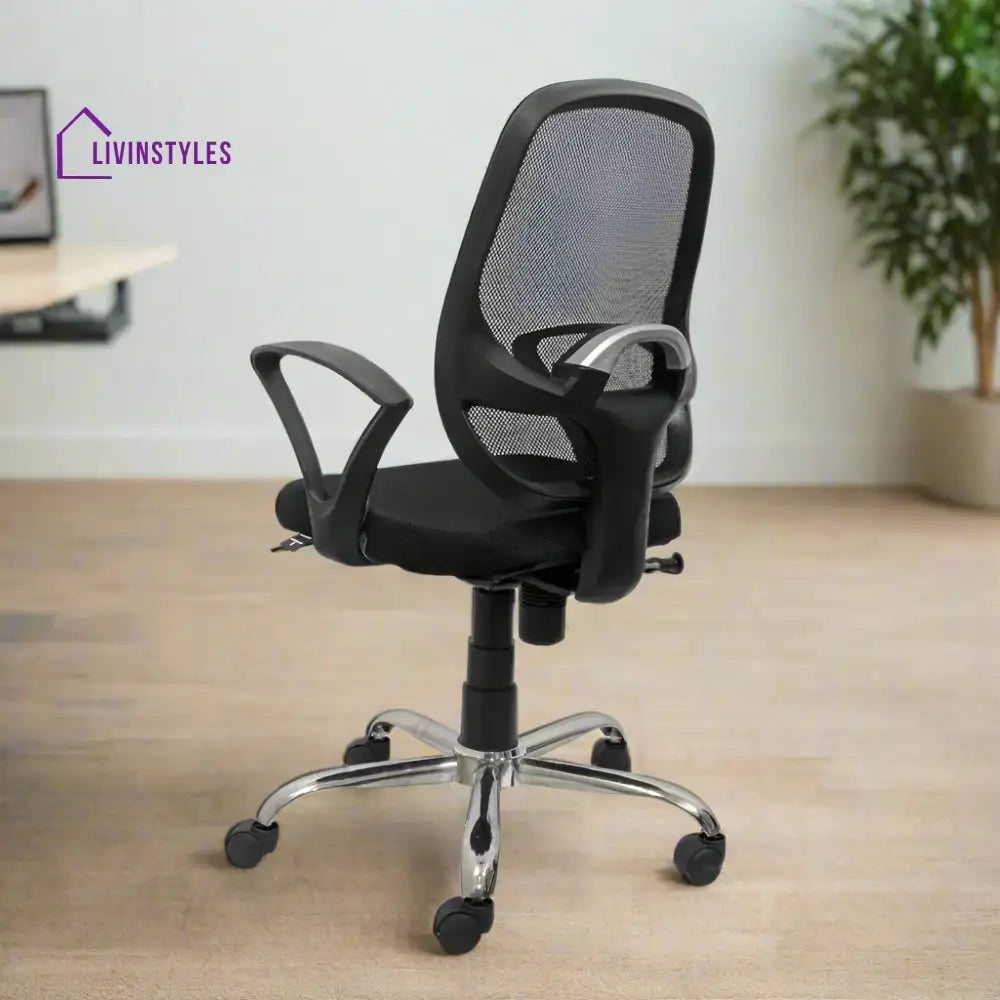 Black Mist Mesh Mid Height Ergonomic Office Visitor Chair