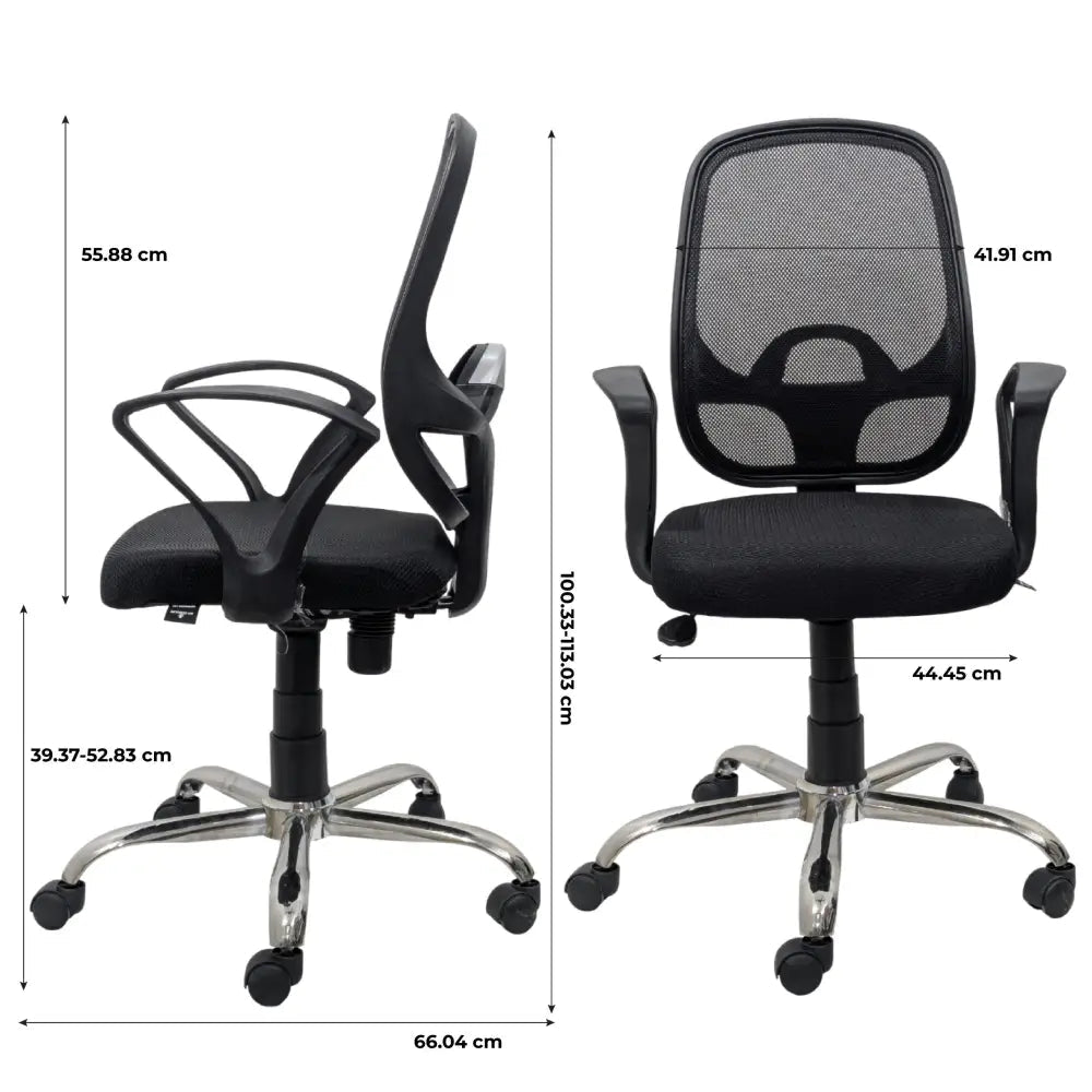 Black Mist Mesh Mid Height Ergonomic Office Visitor Chair