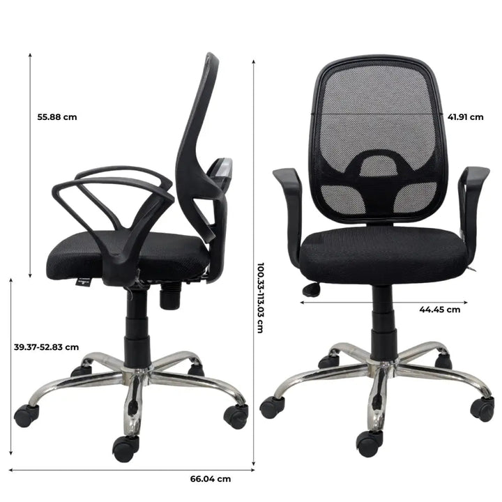 Black Mist Mesh Mid Height Ergonomic Office Visitor Chair