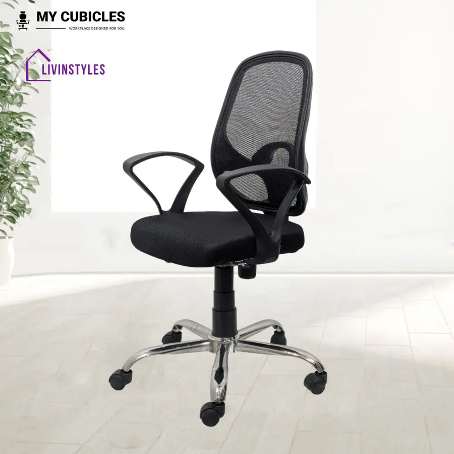 Black Mist Mesh Mid Height Ergonomic Office Visitor Chair