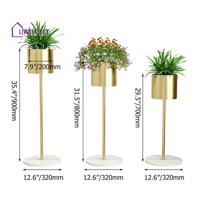 Black Nordic Freestanding Plant Stand Flower Pot Set Of 3 Stands