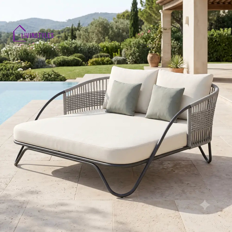 Blandine Premium Outdoor Day Bed in Metal Frame with Powder Coated & Rope