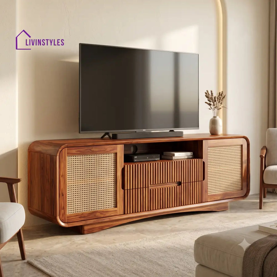 Blandine Solid Sheesham Wood Tv Unit for Living Room | Tv Cabinet | Tv Console Unit