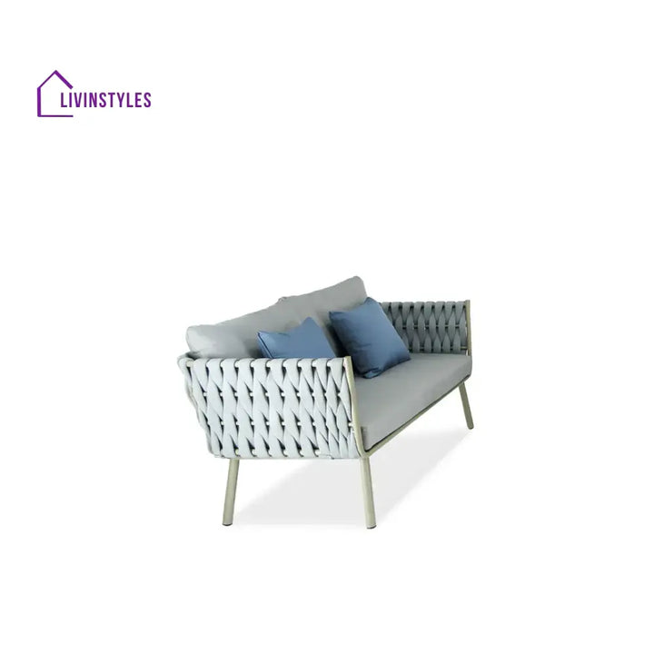Blasco Outdoor Sofa Set 3 Seater 2 Double seater and 1 Center Table (Grey) Braided & Rope - Sofa Sets