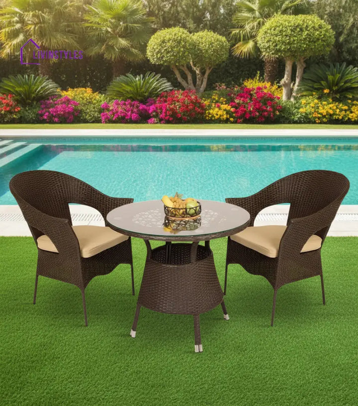 Blaze Outdoor Patio Seating Set 2 Chairs and 1 Table Set (Brown) - Coffee Table Sets