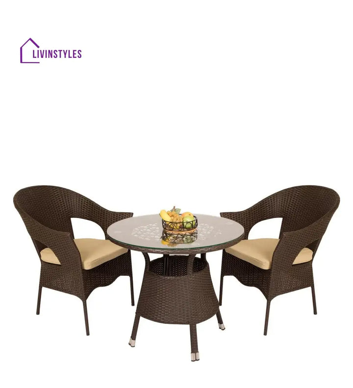 Blaze Outdoor Patio Seating Set 2 Chairs and 1 Table Set (Brown) - Coffee Table Sets