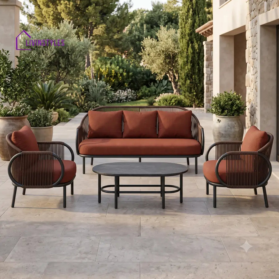 Blazej Premium MS Frame with Powder Coated Outdoor Sofa Set with Weather Proof Fabric