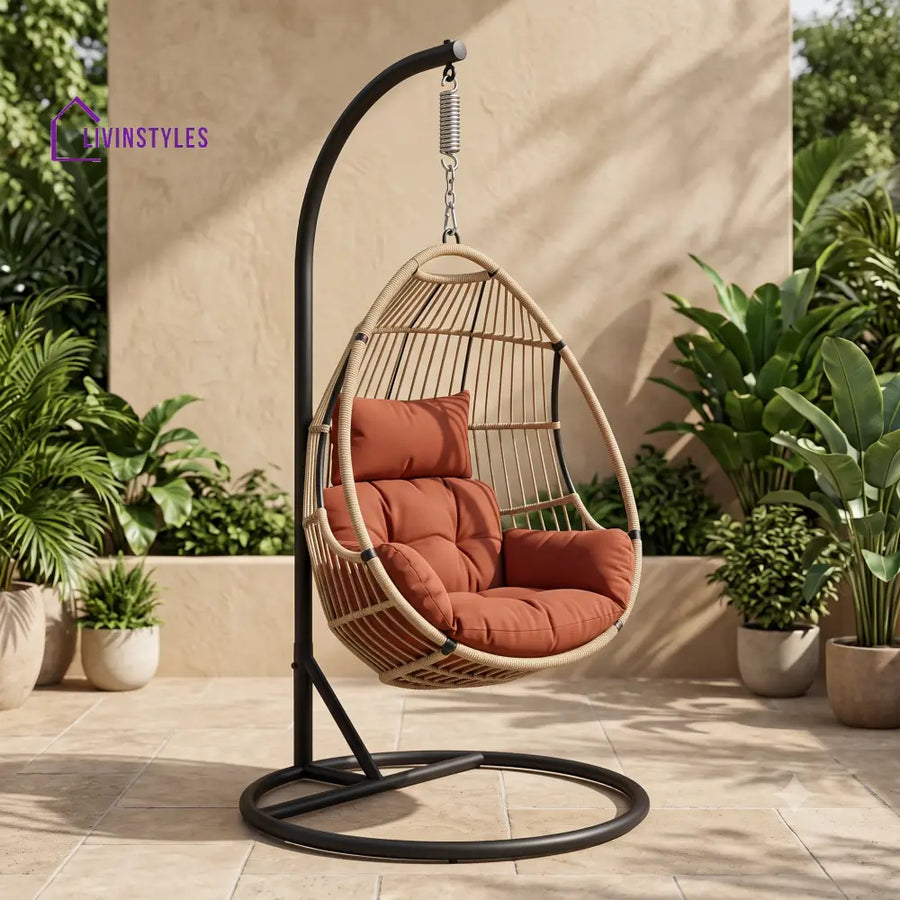 Blazej Premium MS Frame with Powder Coated Outdoor Swing Chair with Stand