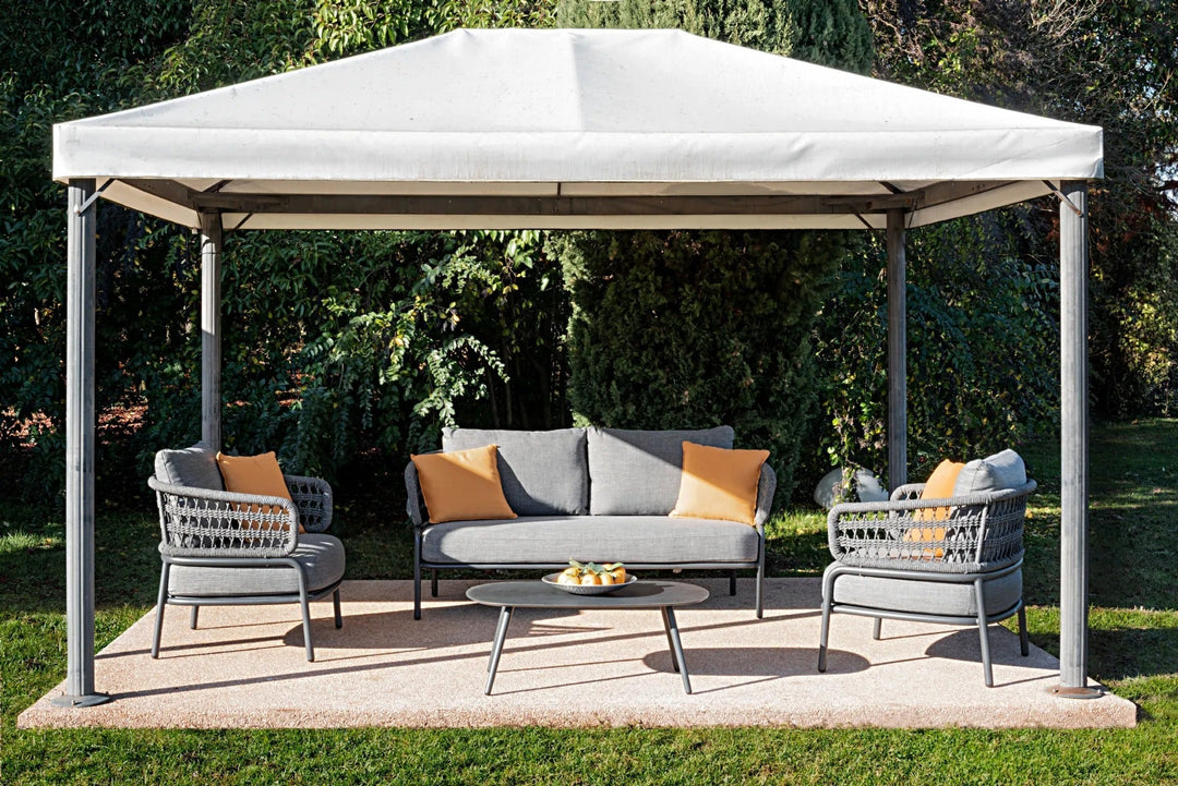 Hauwa Outdoor Garden Balcony Sofa Set 2 Seater , 2 Single Seater 1 Center Table Set Braid & Rope (Dark Grey)