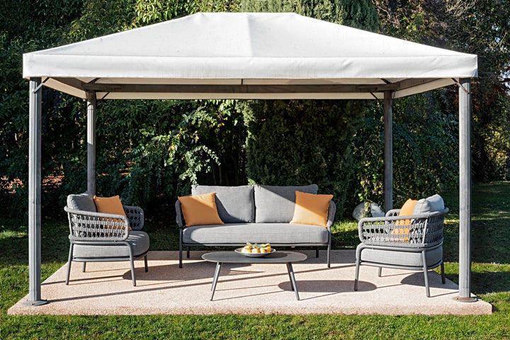 Hauwa Outdoor Garden Balcony Sofa Set 2 Seater , 2 Single Seater 1 Center Table Set Braid & Rope (Dark Grey)