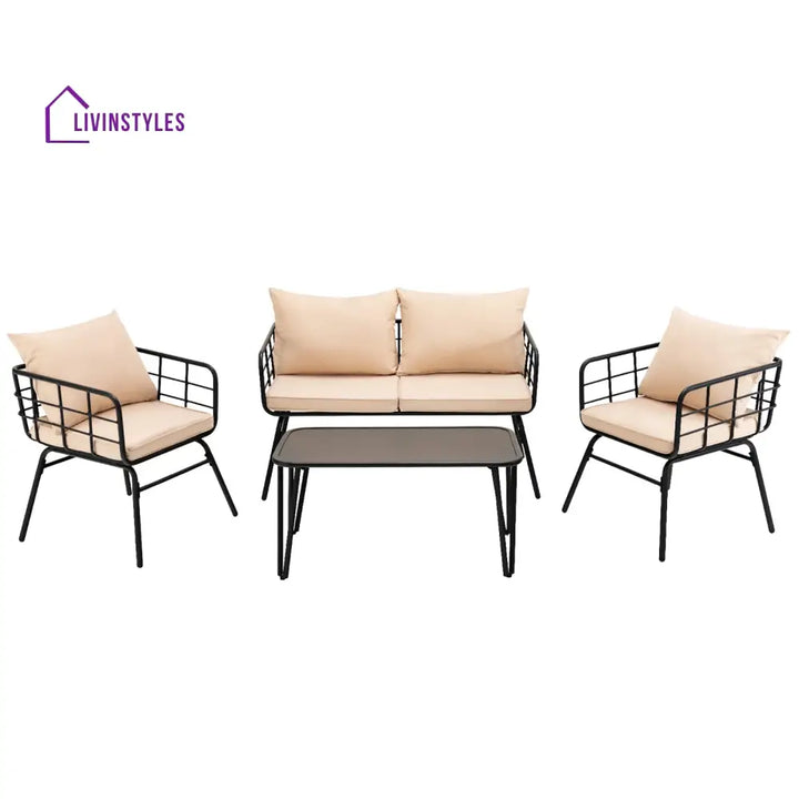 Blog Outdoor Sofa Set 2 Seater 2 Single seater and 1 Center Table Set (Black + Beige) - Sofa Sets