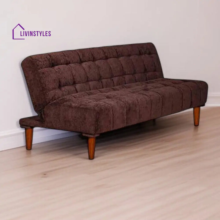 Cleo 4 Seater Click Clack Sofa cum Bed In Brown Colour