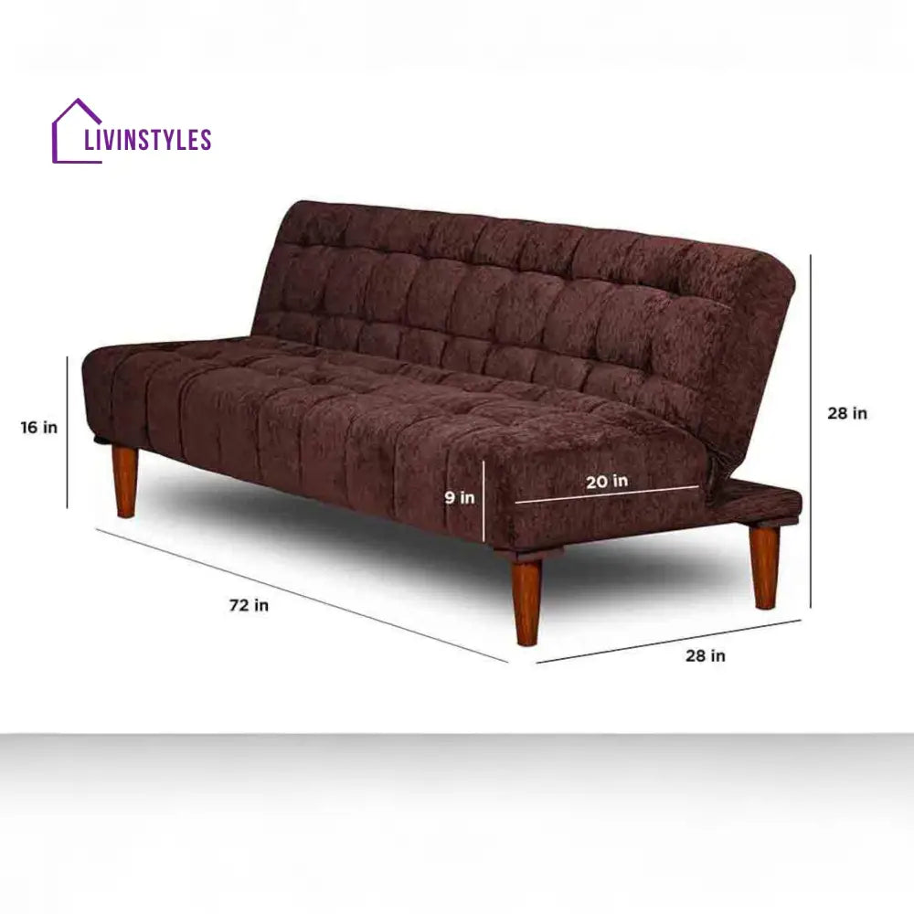 Cleo 4 Seater Click Clack Sofa cum Bed In Brown Colour