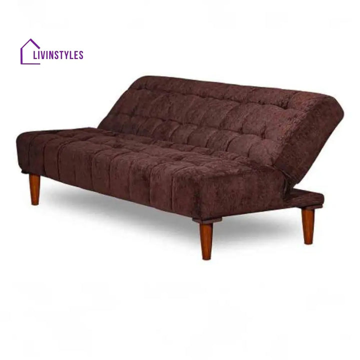 Cleo 4 Seater Click Clack Sofa cum Bed In Brown Colour