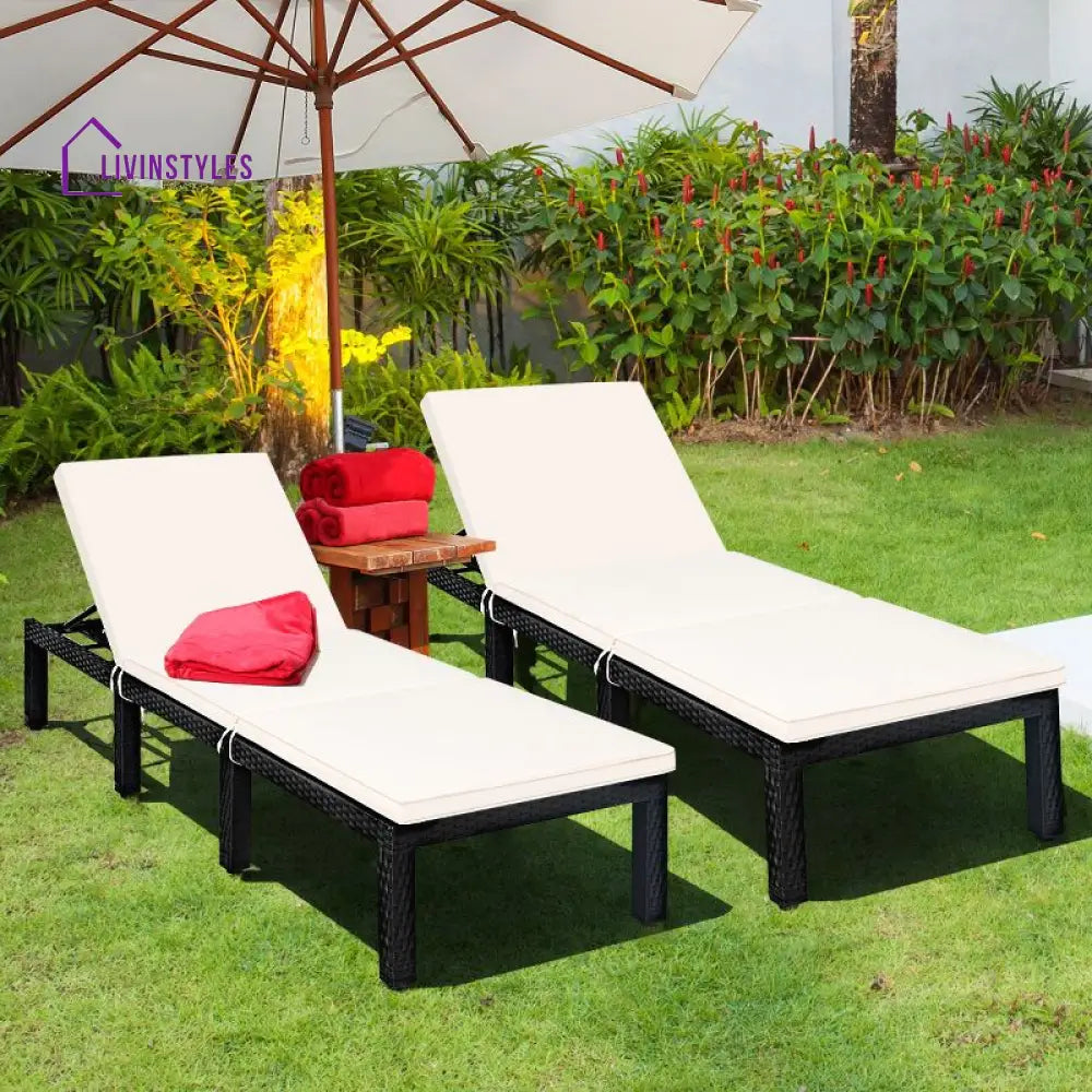 Bloom Outdoor Swimming Poolside Lounger Set of 2 (Black) - Loungers